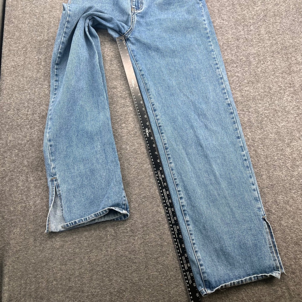 PrettyLittleThing Womens High Waisted Straight Leg Jeans Blue Side Slit Size 10 - Picture 12 of 14